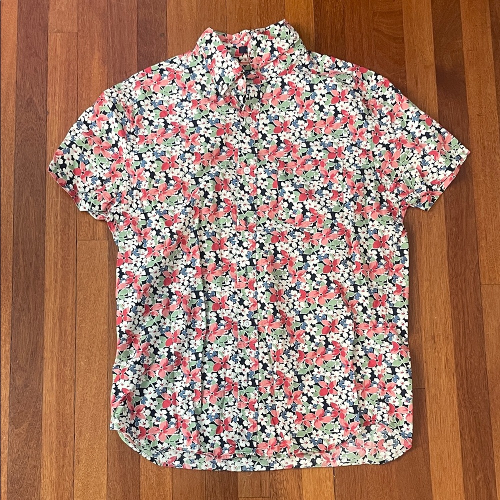 J. Crew Pink and White Floral Button Down Shirt